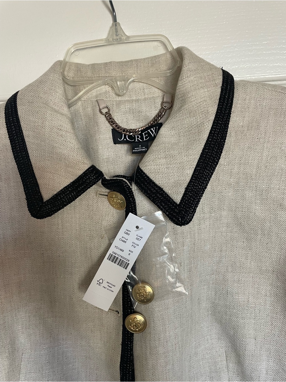 NWT J. Crew linen blend cropped jacket women’s size 6 - Picture 2 of 5